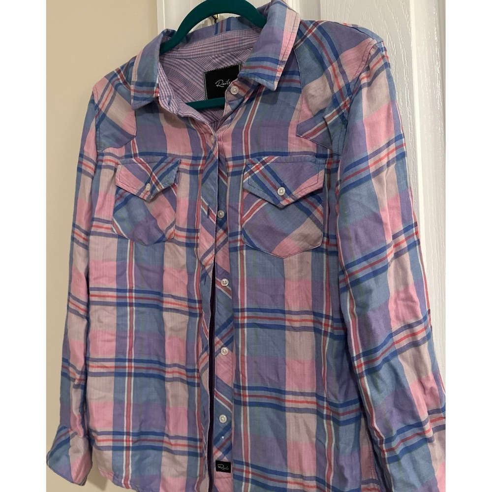 Rails Plaid Button Down Shirt Womens Size S Pink Blue Western Casual Top‎
